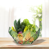 Maxbell Green Hollowed Out Fruit Basket Fruit Bowl Vegetables Holder Space Saving Snowflake Pattern