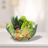 Maxbell Green Hollowed Out Fruit Basket Fruit Bowl Vegetables Holder Space Saving Snowflake Pattern