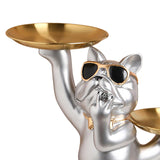 Maxbell French Bulldog Sculpture Dog Statue Animal Figurine for Living Room Argent