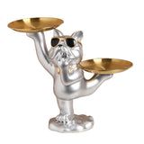 Maxbell French Bulldog Sculpture Dog Statue Animal Figurine for Living Room Argent
