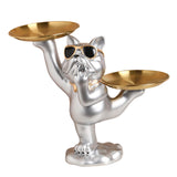 Maxbell French Bulldog Sculpture Dog Statue Animal Figurine for Living Room Argent