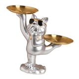 Maxbell French Bulldog Sculpture Dog Statue Animal Figurine for Living Room Argent