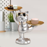 Maxbell French Bulldog Sculpture Dog Statue Animal Figurine for Living Room Argent