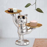Maxbell French Bulldog Sculpture Dog Statue Animal Figurine for Living Room Argent