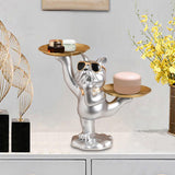 Maxbell French Bulldog Sculpture Dog Statue Animal Figurine for Living Room Argent