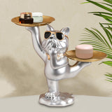 Maxbell French Bulldog Sculpture Dog Statue Animal Figurine for Living Room Argent
