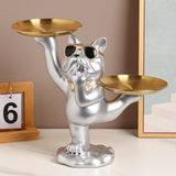 Maxbell French Bulldog Sculpture Dog Statue Animal Figurine for Living Room Argent