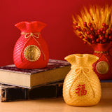 Maxbell Creative Flower Vase Art Craft Floral Arrangement for Balcony Decor Dorm Red Fu