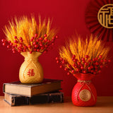 Maxbell Creative Flower Vase Art Craft Floral Arrangement for Balcony Decor Dorm Red Bao
