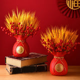 Maxbell Creative Flower Vase Art Craft Floral Arrangement for Balcony Decor Dorm Red Bao