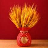 Maxbell Creative Flower Vase Art Craft Floral Arrangement for Balcony Decor Dorm Red Bao