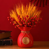 Maxbell Creative Flower Vase Art Craft Floral Arrangement for Balcony Decor Dorm Red Bao