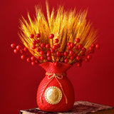 Maxbell Creative Flower Vase Art Craft Floral Arrangement for Balcony Decor Dorm Red Bao