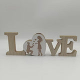 Maxbell Modern Wooden Flower Vase Livingroom Table Centerpieces Wedding Plants Pot 27x2x8.5cm LOVE