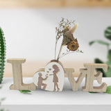 Maxbell Modern Wooden Flower Vase Livingroom Table Centerpieces Wedding Plants Pot 27x2x8.5cm LOVE