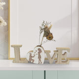Maxbell Modern Wooden Flower Vase Livingroom Table Centerpieces Wedding Plants Pot 27x2x8.5cm LOVE