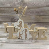 Maxbell Modern Wooden Flower Vase Livingroom Table Centerpieces Wedding Plants Pot 27x2x8.5cm LOVE
