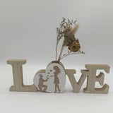 Maxbell Modern Wooden Flower Vase Livingroom Table Centerpieces Wedding Plants Pot 27x2x8.5cm LOVE
