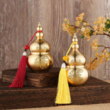Maxbell Chinese Copper Gourd Crafts Household Office Ornament table Decor Yellow Tassel