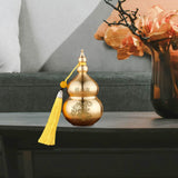 Maxbell Chinese Copper Gourd Crafts Household Office Ornament table Decor Yellow Tassel
