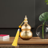 Maxbell Chinese Copper Gourd Crafts Household Office Ornament table Decor Yellow Tassel