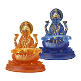 Maxbell Hindu Saraswati Sitting On Lotus Figurines indian Sculpture for Desktop Blue