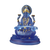 Maxbell Hindu Saraswati Sitting On Lotus Figurines indian Sculpture for Desktop Blue