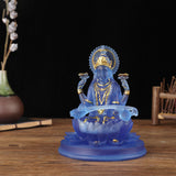 Maxbell Hindu Saraswati Sitting On Lotus Figurines indian Sculpture for Desktop Blue