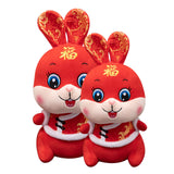 Maxbell Chinese New Year Rabbit Plush Toy Blessing Throw Pillow for Table Home Gift 20cm