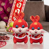 Maxbell Chinese New Year Rabbit Plush Toy Blessing Throw Pillow for Table Home Gift 20cm