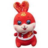 Maxbell Chinese New Year Rabbit Plush Toy Blessing Throw Pillow for Table Home Gift 20cm