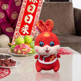 Maxbell Chinese New Year Rabbit Plush Toy Blessing Throw Pillow for Table Home Gift 20cm