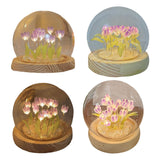 Maxbell Tulip Night Light DIY Battery Operated with Dome Bedroom Decoration 10 flowers