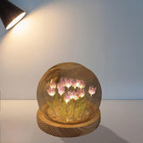 Maxbell Tulip Night Light DIY Battery Operated with Dome Bedroom Decoration 16 flowers