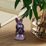 Maxbell Stone Bunny Sculpture Shop Desktop New Year Festive Rabbit Statues Figurines Violet