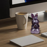 Maxbell Stone Bunny Sculpture Shop Desktop New Year Festive Rabbit Statues Figurines Violet