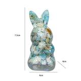 Maxbell Stone Bunny Sculpture Shop Desktop New Year Festive Rabbit Statues Figurines Light Blue