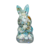 Maxbell Stone Bunny Sculpture Shop Desktop New Year Festive Rabbit Statues Figurines Light Blue