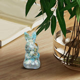 Maxbell Stone Bunny Sculpture Shop Desktop New Year Festive Rabbit Statues Figurines Light Blue