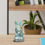 Maxbell Stone Bunny Sculpture Shop Desktop New Year Festive Rabbit Statues Figurines Light Blue