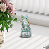Maxbell Stone Bunny Sculpture Shop Desktop New Year Festive Rabbit Statues Figurines Light Blue
