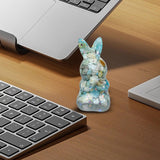 Maxbell Stone Bunny Sculpture Shop Desktop New Year Festive Rabbit Statues Figurines Light Blue