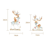 Maxbell Deer Statues Nordic Style Reindeer Figurines for Fireplace Bedroom Decor Blue