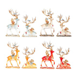 Maxbell Deer Statues Nordic Style Reindeer Figurines for Fireplace Bedroom Decor Blue