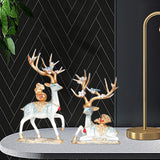Maxbell Deer Statues Nordic Style Reindeer Figurines for Fireplace Bedroom Decor Blue