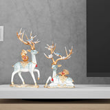 Maxbell Deer Statues Nordic Style Reindeer Figurines for Fireplace Bedroom Decor Blue