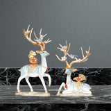Maxbell Deer Statues Nordic Style Reindeer Figurines for Fireplace Bedroom Decor Blue