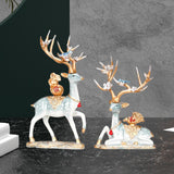 Maxbell Deer Statues Nordic Style Reindeer Figurines for Fireplace Bedroom Decor Blue