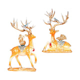 Maxbell Deer Statues Nordic Style Reindeer Figurines for Fireplace Bedroom Decor Orange