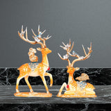 Maxbell Deer Statues Nordic Style Reindeer Figurines for Fireplace Bedroom Decor Orange